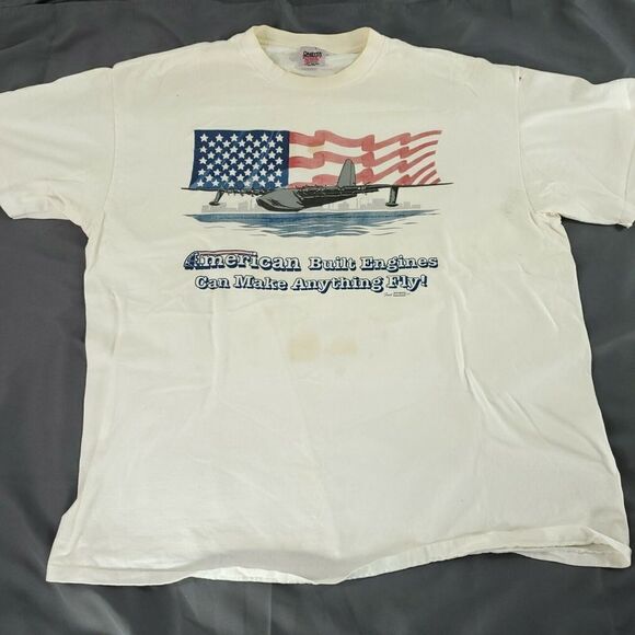 Vintage 93 Shirt Mens XXL American Airplane Faded Worn In Grunge Tee Made in USA - Picture 1 of 11